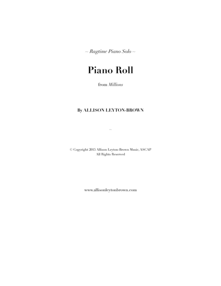 Piano Roll A Ragtime Piano Solo By Allison Leyton Brown Sheet Music