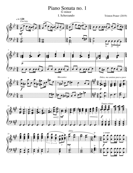 Piano Sonata No 1 G Minor 1st Movement Scherzando Sheet Music