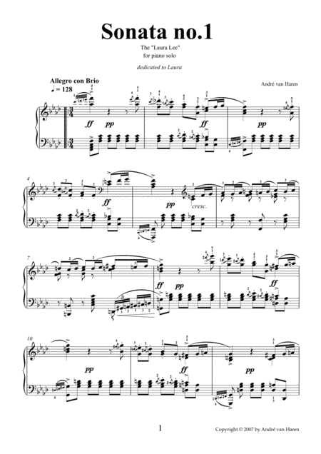 Piano Sonata No 1 In F Minor The Laura Lee Sheet Music