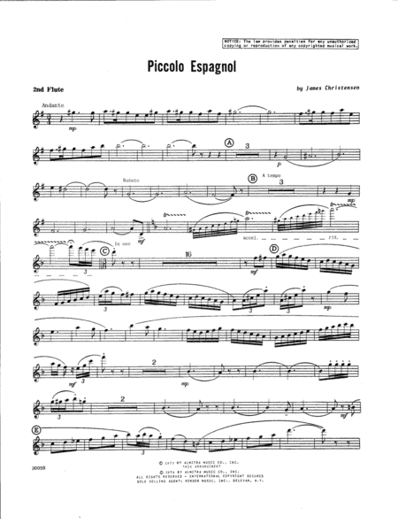 Free Sheet Music Piccolo Espagnol 2nd Flute