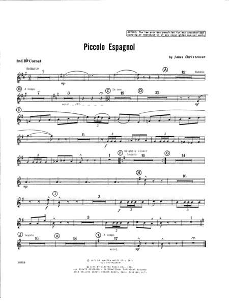 Piccolo Espagnol Cornet 2 Sheet Music