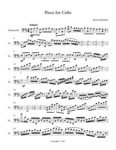 Piece For Cello Sheet Music