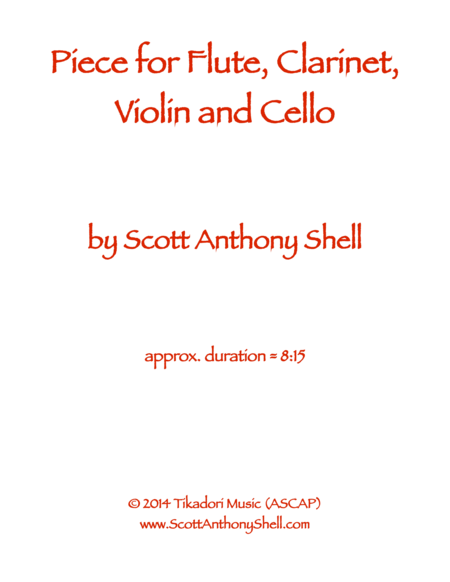 Piece For Flute Clarinet Violin And Cello Sheet Music