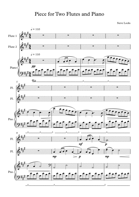 Piece For Two Flutes And Piano Sheet Music