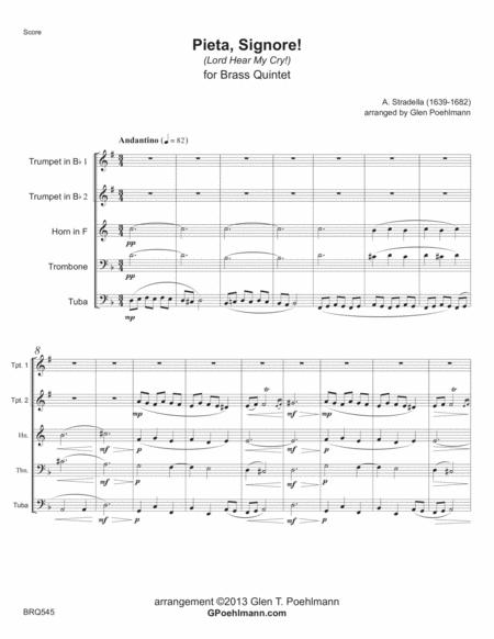 Pieta Signore A Stradella 1639 1682 For Brass Quintet Unaccompanied Sheet Music