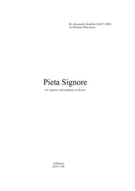 Pieta Signore For Soprano Voice And Symphony Orchestra Sheet Music