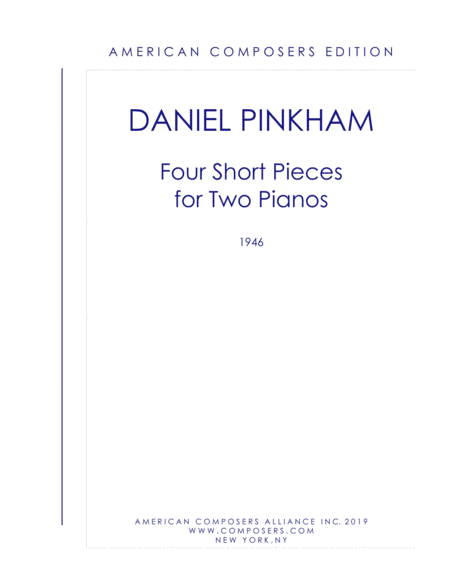 Pinkham Four Short Pieces For Two Pianos Sheet Music