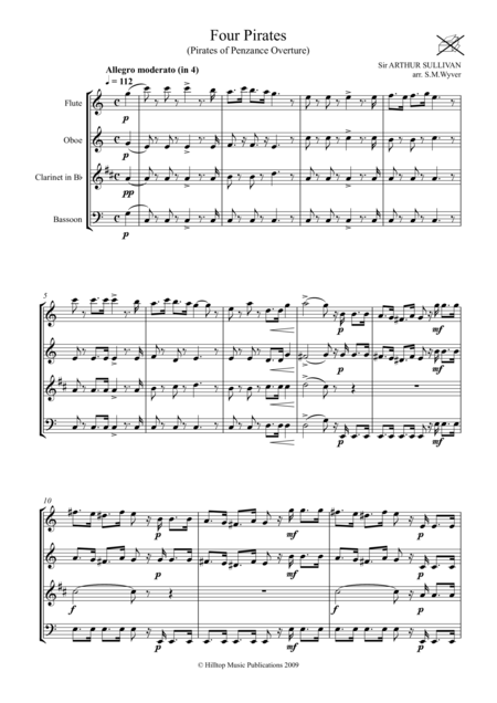 Pirates Of Penzance Overture Arr Woodwind Quartet Sheet Music