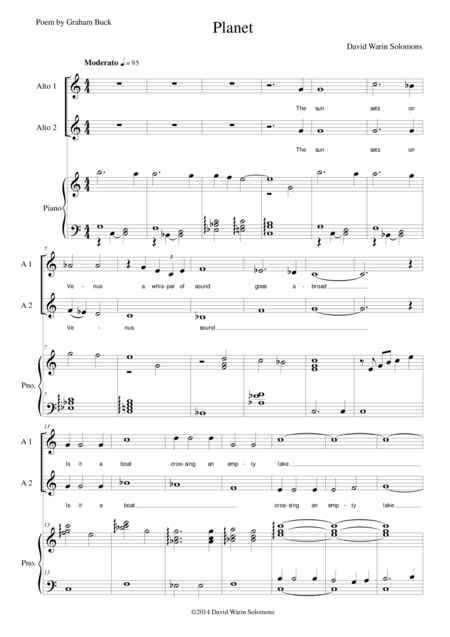 Free Sheet Music Planet For 2 Altos And Piano