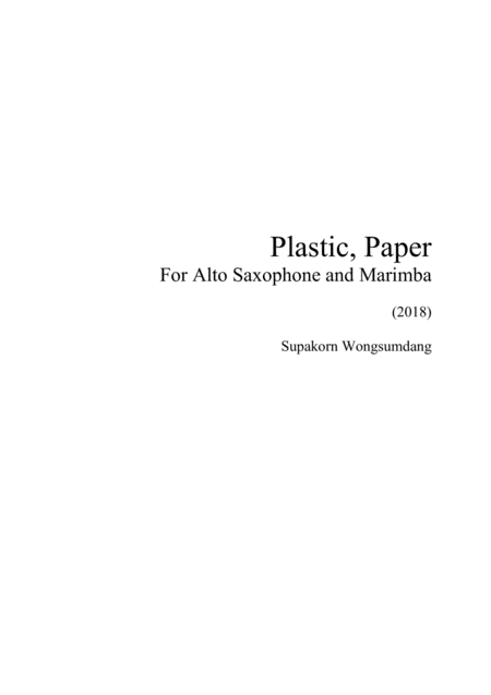 Free Sheet Music Plastic Paper For Alto Saxophone And Marimba