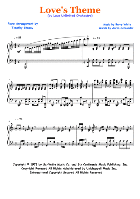 Play Our Loves Theme Sheet Music