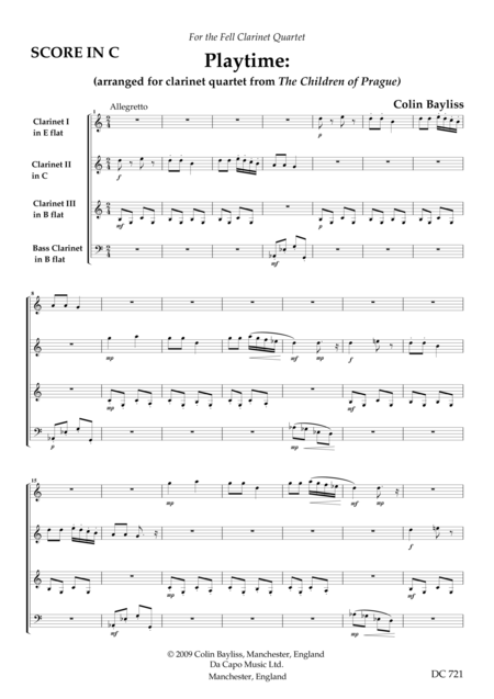 Free Sheet Music Playtime For Clarinet Quartet