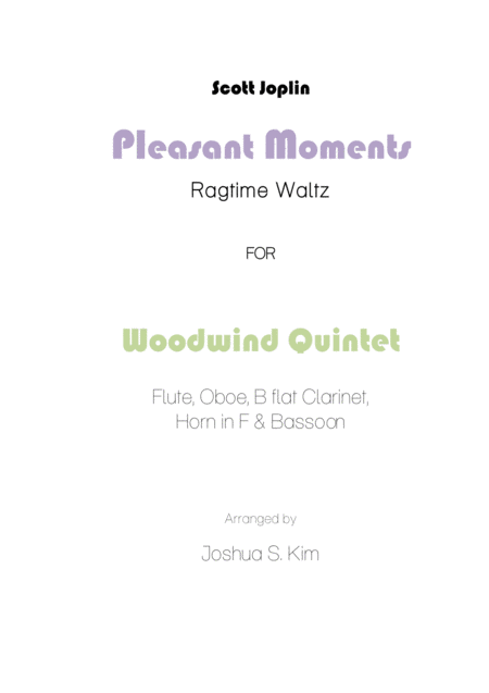 Pleasant Moments For Woodwind Quintet Sheet Music