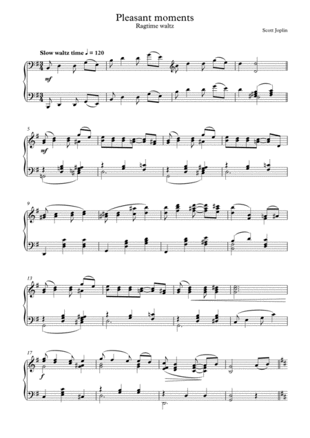 Free Sheet Music Pleasant Moments Ragtime Waltz