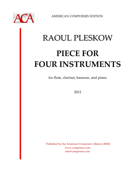 Pleskow Piece For Four Instruments Sheet Music