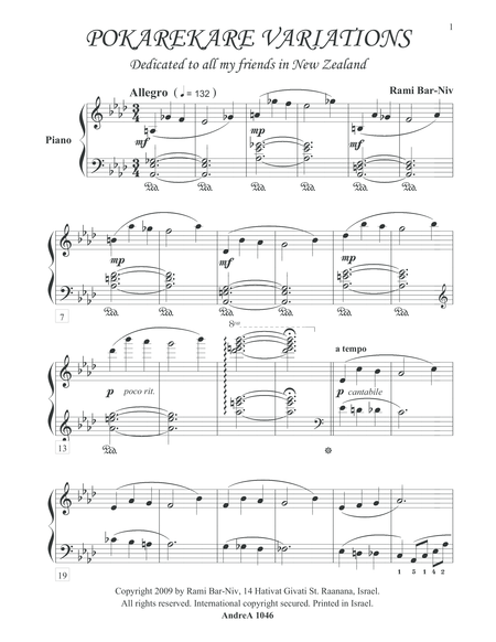 Free Sheet Music Pokarekare Variations