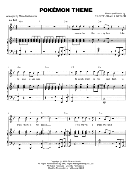 Pokmon Theme Gotta Catch Em All Sheet Music