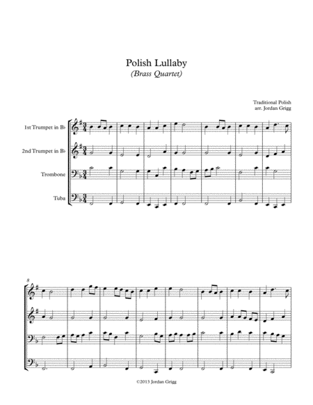 Free Sheet Music Polish Lullaby Brass Quartet