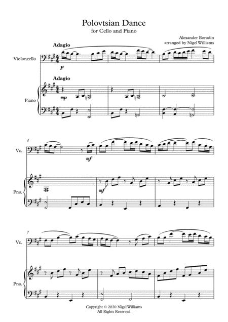 Polovtsian Dance For Cello And Piano Sheet Music