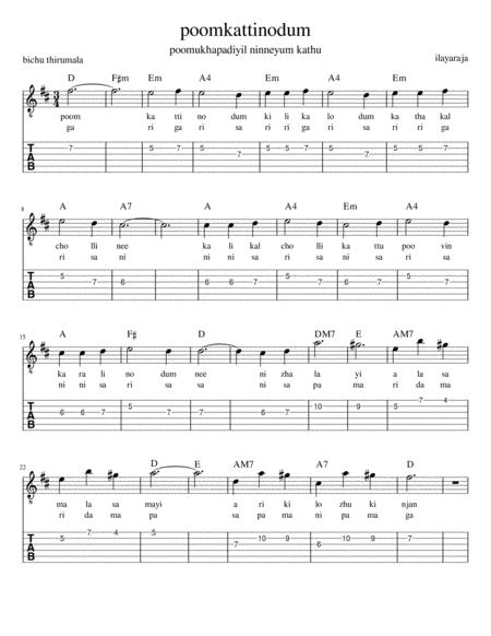 Free Sheet Music Poomkaattinodum Kilikalodum