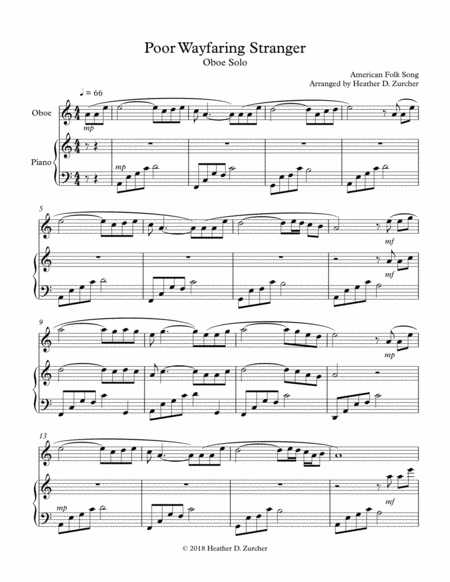 Poor Wayfaring Stranger Oboe Solo Sheet Music