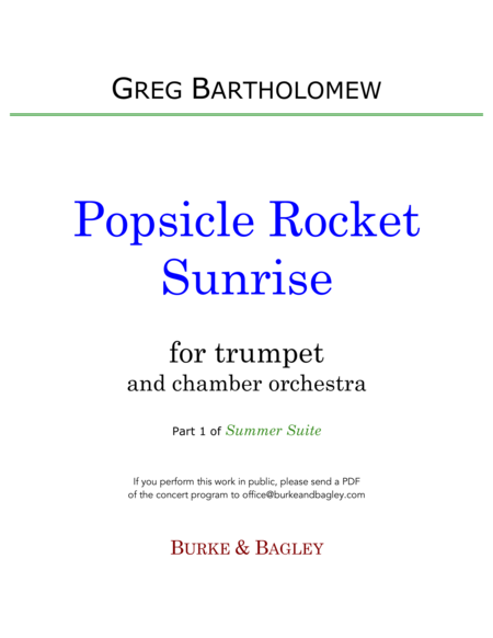 Popsicle Rocket Sunrise Trumpet Chamber Orchestra Sheet Music