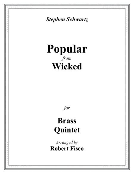 Popular From Wicked For Brass Quintet Sheet Music