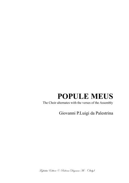 Free Sheet Music Popule Meus Palestrina For Satb Choir And Assembly Or Solo