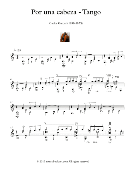 Por Una Cabeza Guitar Solo Sheet Music