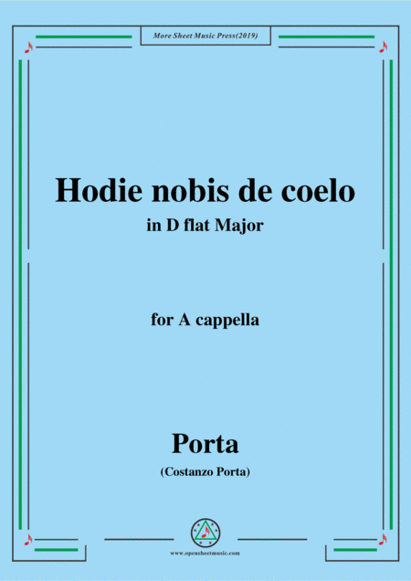 Free Sheet Music Porta Hodie Nobis De Coelo In D Flat Major For A Cappella