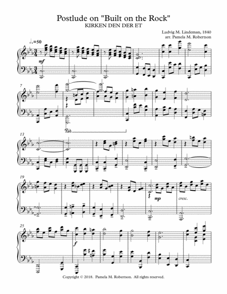 Free Sheet Music Postlude On Built On A Rock Piano Solo