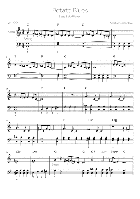 Potato Blues Easy Piano Sheet Music