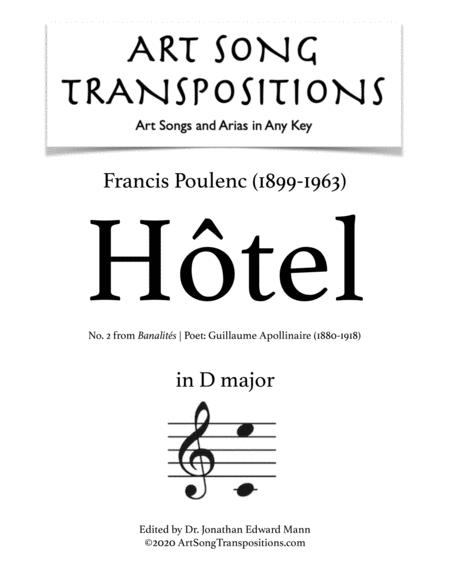 Poulenc Htel Transposed To D Major Sheet Music