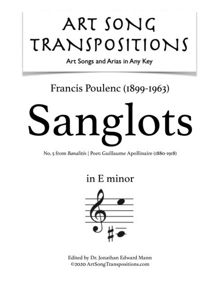 Poulenc Sanglots Transposed To E Minor Sheet Music