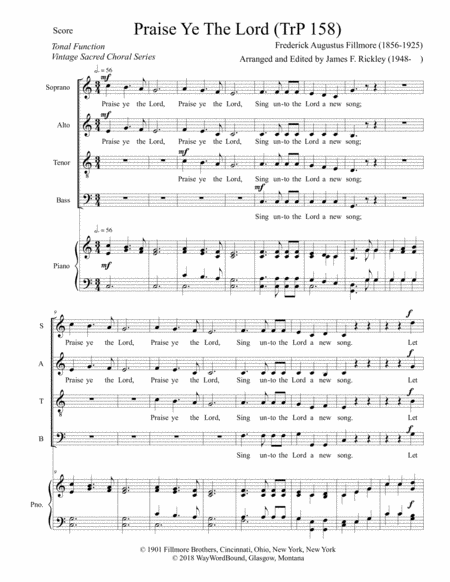 Praise Ye The Lord Trp 158 Sheet Music