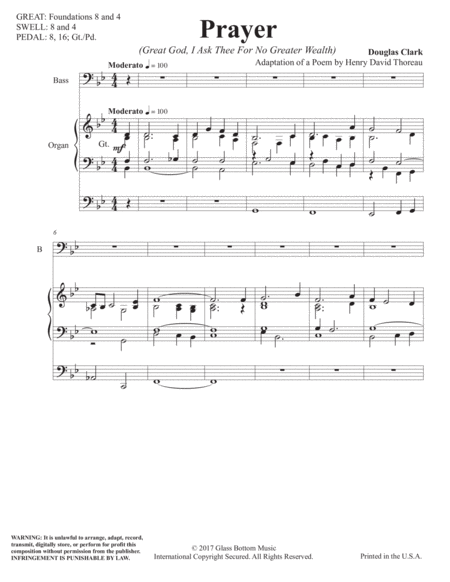 Prayer An Adaptation Of Henry David Thoreaus Poem Sheet Music