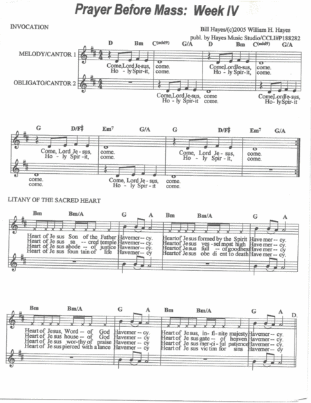 Prayer Before Mass Week Iv Sheet Music