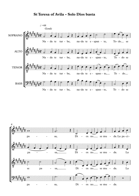 Free Sheet Music Prayer Of St Teresa