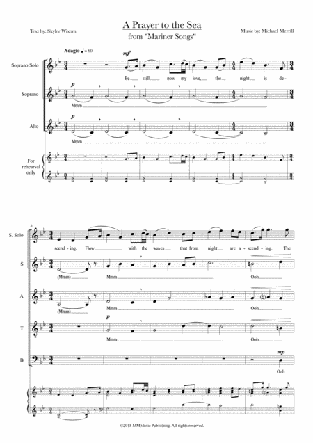 Prayer To The Sea From Mariner Songs Sheet Music