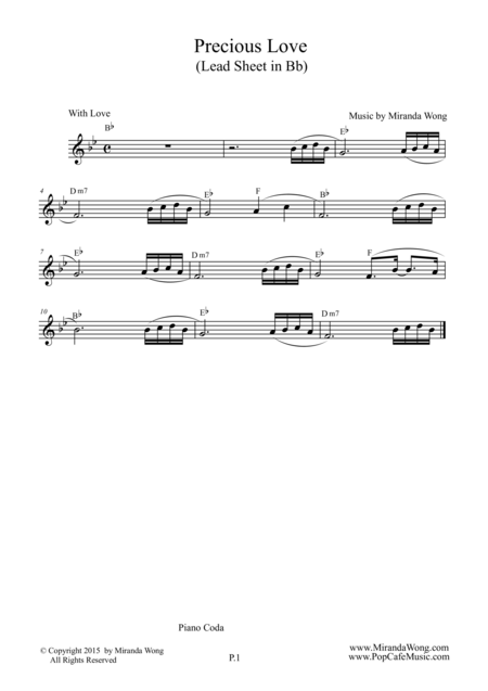 Precious Love Romantic Wedding Music Lead Sheet In Bb Key Sheet Music