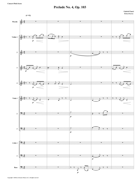 Prelude 04 In F Major Op 103 By Gabriel Faur String Orchestra Piccolo Sheet Music