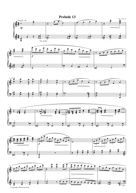 Prelude 13 Op 1 No 13 Sheet Music