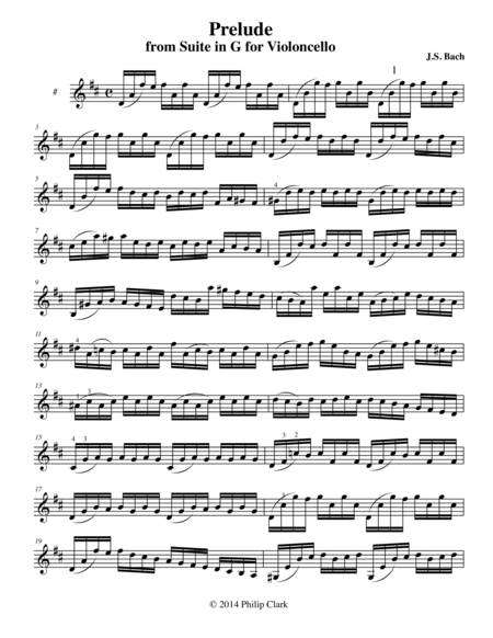 Prelude And Courant For Solo Violin In D From Suite In G For Violoncello Sheet Music