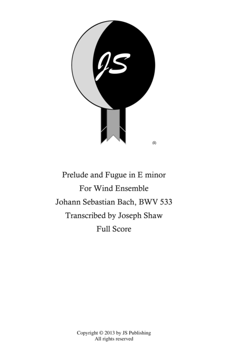 Prelude And Fugue In E Minor Bwv 533 Sheet Music