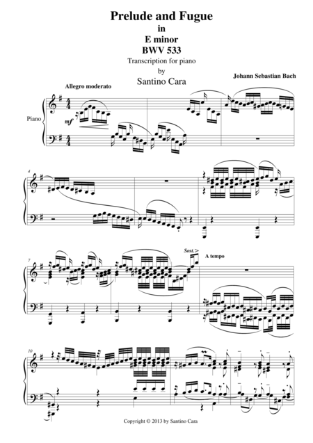 Free Sheet Music Prelude And Fugue In E Minor For Piano Bwv533