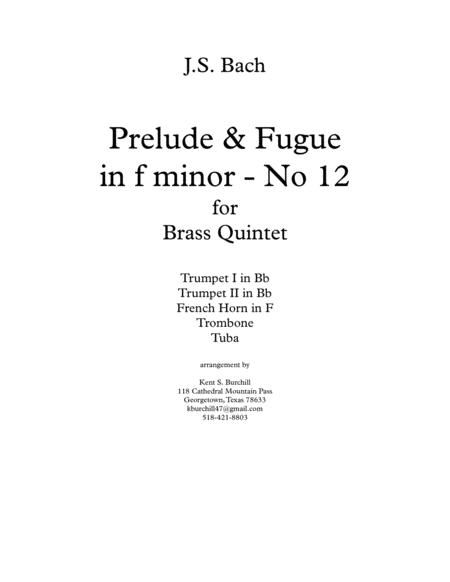 Prelude And Fugue No 12 In F Minor Sheet Music