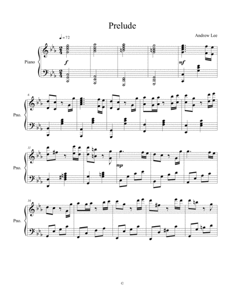 Free Sheet Music Prelude Andrew Lee