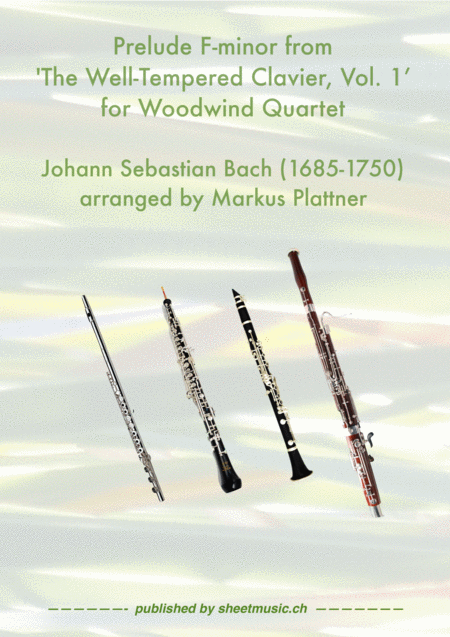 Free Sheet Music Prelude F Minor From The Well Tempered Clavier Vol 1 For Woodwind Quartet