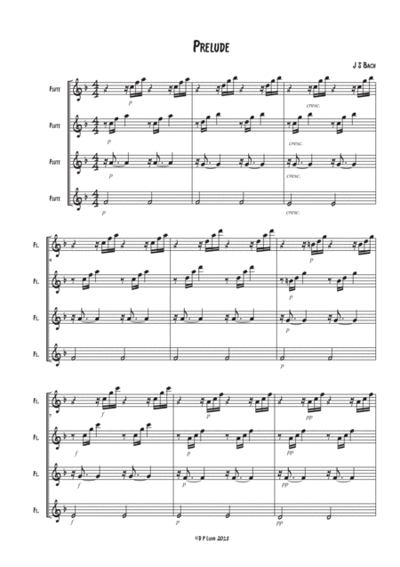 Prelude Flute Quartet Sheet Music