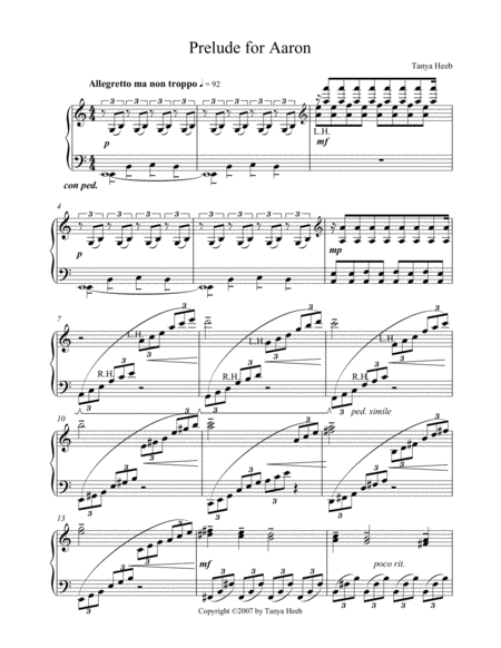 Free Sheet Music Prelude For Aaron